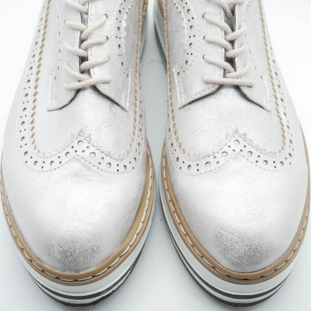 Seven Dials Bennett Silver Metallic Platform Wingtip Brogue Oxford Shoes 7.5M - Picture 11 of 12